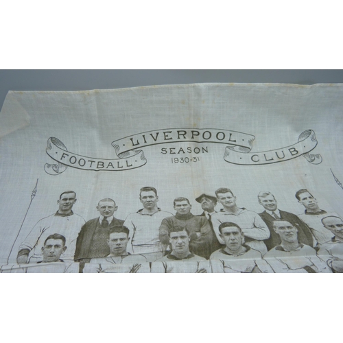 840 - A silk handkerchief, Liverpool Football Club 1930/1