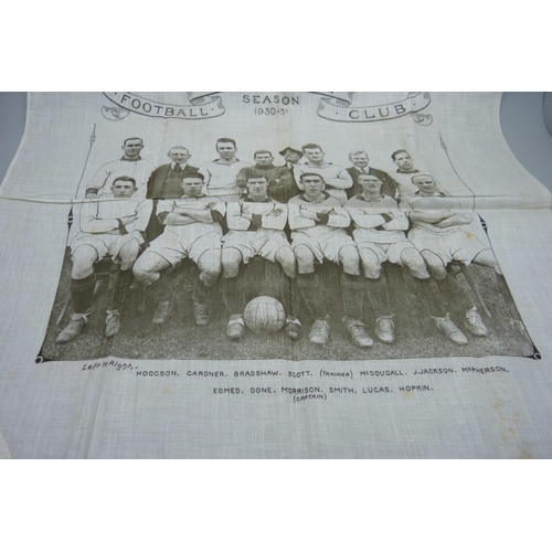 840 - A silk handkerchief, Liverpool Football Club 1930/1