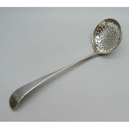 852 - A George III silver sifter spoon, Peter, Ann and William Bateman, London 1804, 16g, 12.5cm