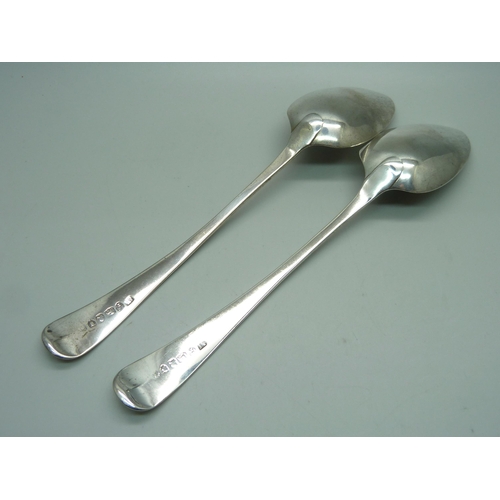 856 - A pair of George III silver serving spoons, Newcastle 1802, maker Thomas Watson, 117g