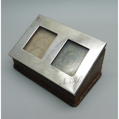 857 - A silver double stamp box, Birmingham 1903