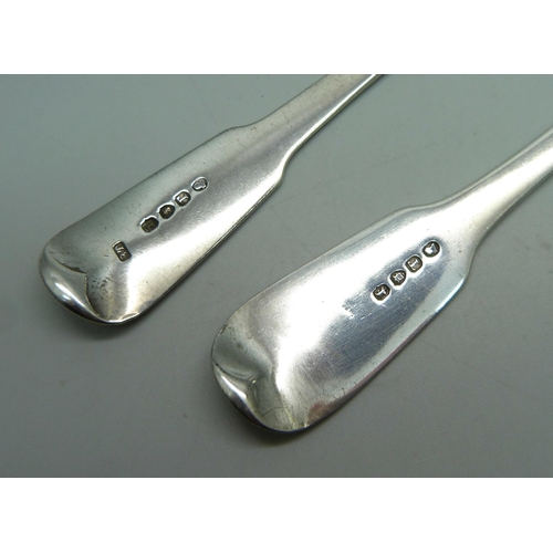 863 - A pair of George III silver serving spoons, London 1814, 132g