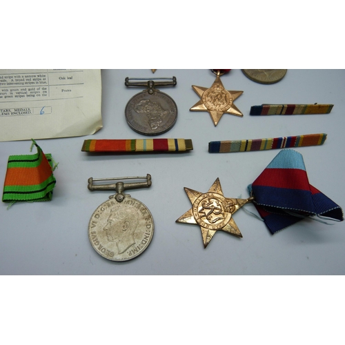 892 - A set of six WWII medals to G.S. 329762 K.H. Barry