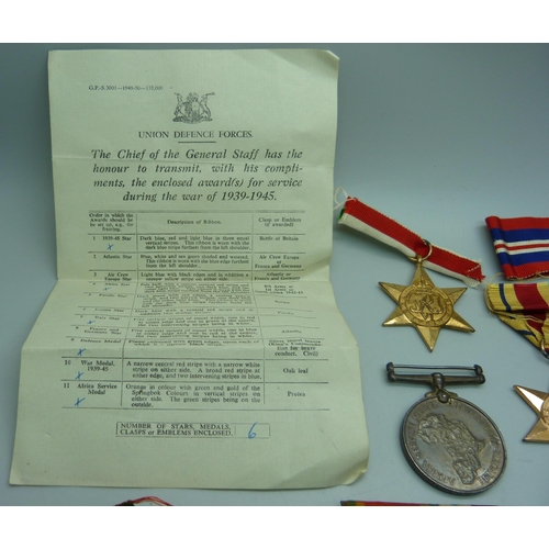 892 - A set of six WWII medals to G.S. 329762 K.H. Barry