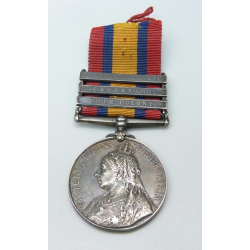 897 - A Queen's South Africa medal, name erased