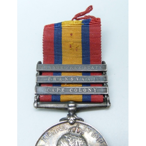 897 - A Queen's South Africa medal, name erased