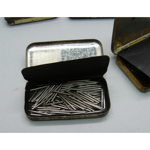 901 - Nine tins of vintage gramophone needles including Golden Pyramid, (one unopened)