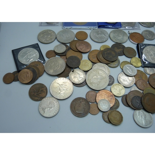 911 - Crowns, coins, £5 coin, etc.