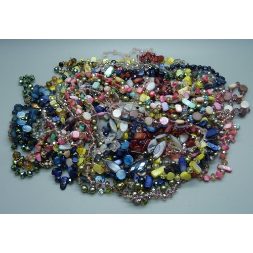 919 - A collection of costume bead necklaces