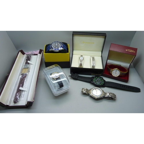 921 - Wristwatches including silver cased Braebrook & Kingsley, Rotary and Sekonda, etc.