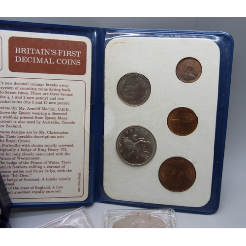 922 - A Victorian 1858 penny and other coins