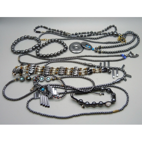 923 - A collection of haematite jewellery