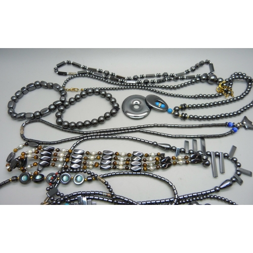 923 - A collection of haematite jewellery