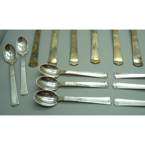 928 - A collection of Danish white metal cutlery, marked Absa, with crown and bishop