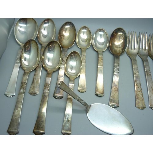 928 - A collection of Danish white metal cutlery, marked Absa, with crown and bishop