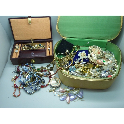 933 - Two boxes of costume jewellery