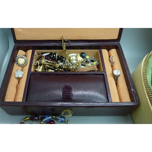 933 - Two boxes of costume jewellery