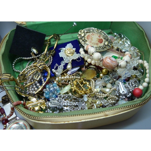 933 - Two boxes of costume jewellery