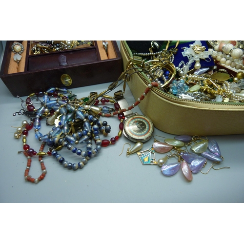 933 - Two boxes of costume jewellery