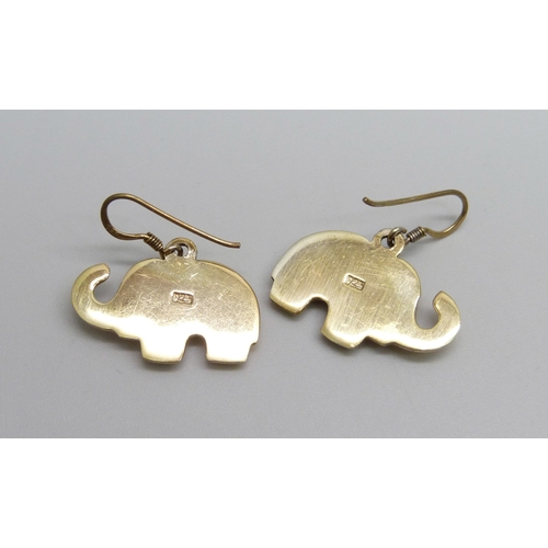 951 - A pair of silver gilt elephant earrings