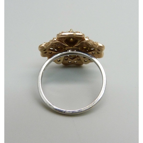 963 - A 9ct gold and diamond ring, 6.4g, S