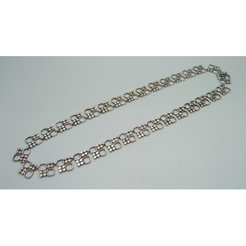 972 - A Scandinavian silver necklace, marked OSD, Finland and 925, 74g, 52cm