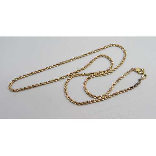 981 - An 18ct gold rope twist necklace, 7.9g, 48cm, a/f