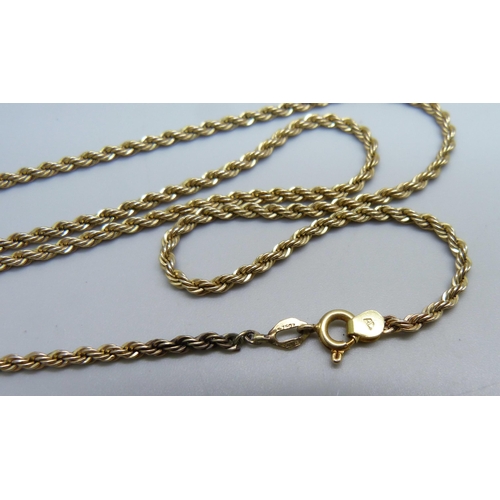 981 - An 18ct gold rope twist necklace, 7.9g, 48cm, a/f