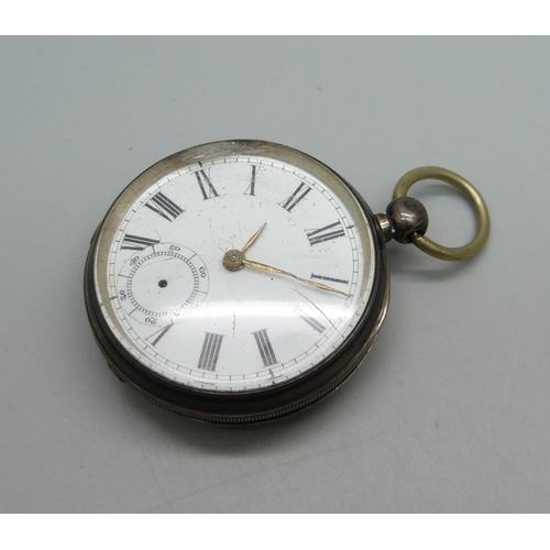 985 - A silver cased Waltham pocket watch, Birmingham 1885