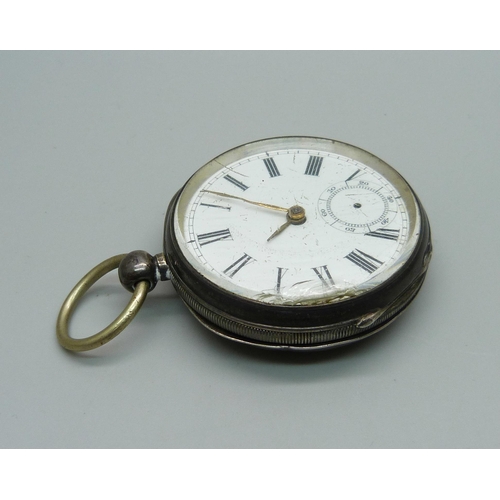 985 - A silver cased Waltham pocket watch, Birmingham 1885