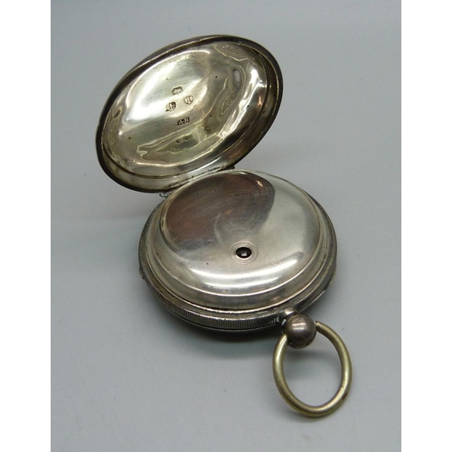 985 - A silver cased Waltham pocket watch, Birmingham 1885