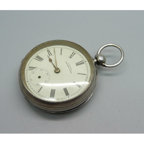 986 - A silver cased Waltham pocket watch, Birmingham 1899