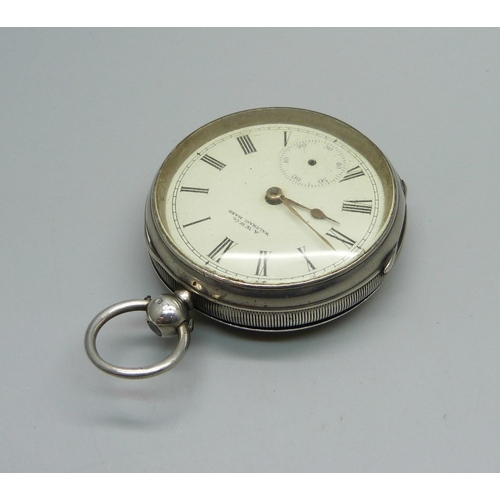 986 - A silver cased Waltham pocket watch, Birmingham 1899