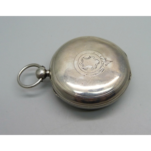 986 - A silver cased Waltham pocket watch, Birmingham 1899