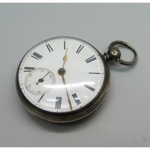 992 - A silver cased pocket watch signed Brillman, London 1867