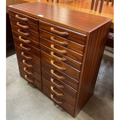 79 - A teak counter top haberdashery shop chest