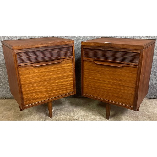 80 - A pair of White & Newton afromosia bedside cabinets