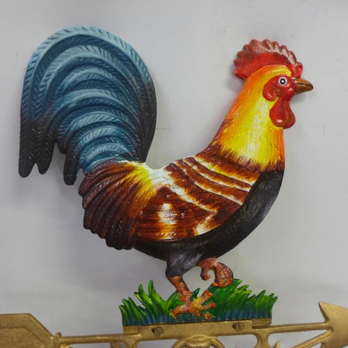 2058 - An assembled and painted cast metal cockerel weathervane
