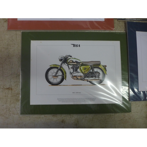 2060 - 25 large mounted prints including classic motorcycles, classic cars and military prints