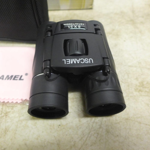 2083 - 10 Uscamel 8 x 21 compact binoculars - boxed, unused