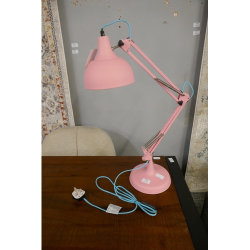 1388 - A bubblegum pink angle poise table lamp