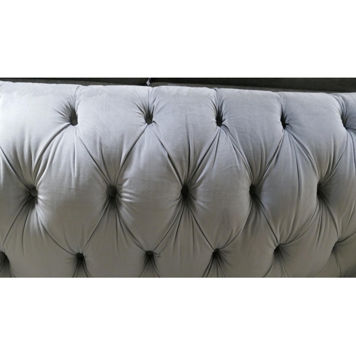 1445 - Bordeaux 3 seater Velvet Grey button Back 'Steel' sofa, Original RRP £833.33 + vat (4204-16) *This l... 