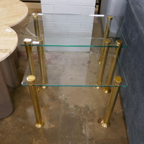 1458 - A nest of two tables with solid brass legs