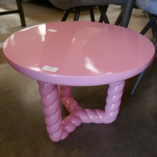 1488 - A pair of pink barley twist occasional tables