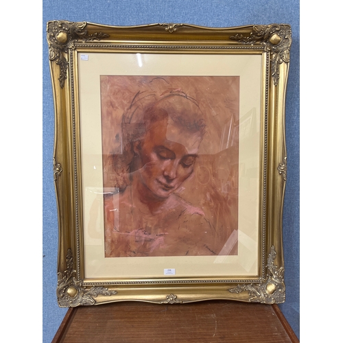 298 - French School (20th Century), portrait of a lady, pastel, framed