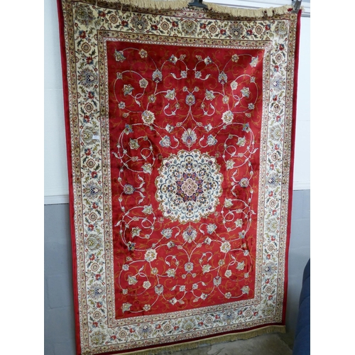 1507 - A Red ground full pile cashmere floral design rug (230x160cm)