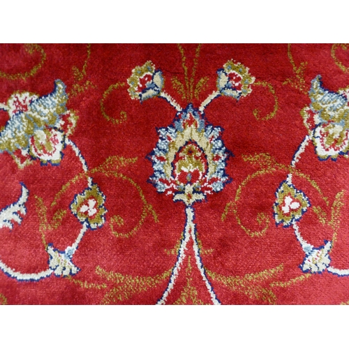 1507 - A Red ground full pile cashmere floral design rug (230x160cm)