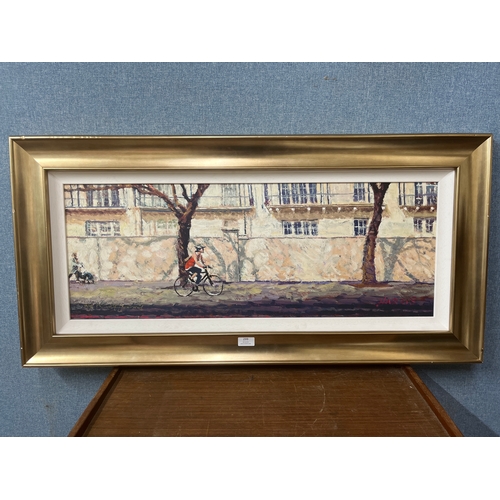 299 - Rolf Harris, Cyclist, Bayswater Road, limited edition print, no. 125/195, framed