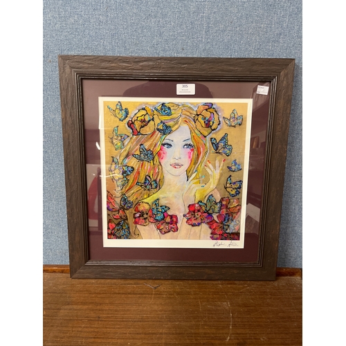 305 - A Stephanie Saunders signed print, Golden Kingdom, framed