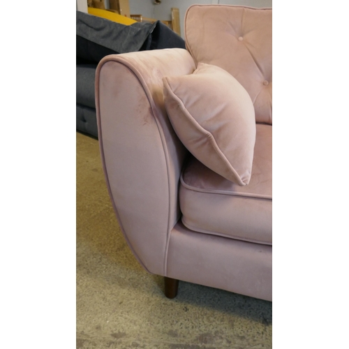 1545 - A pair of pink velvet Hoxton three seater sofas